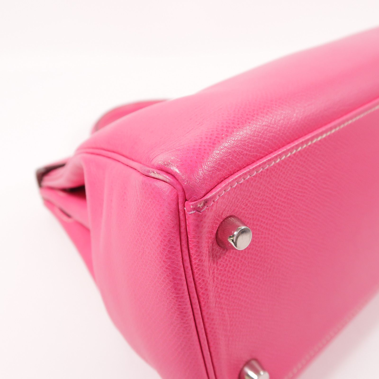 Hermes Epsom Leather Kelly 32 Silver Hand-turn Shoulder Bag Rose Tyrien 2way Shoulder Bag Rose Tyrien Pink Rose Tyriem E