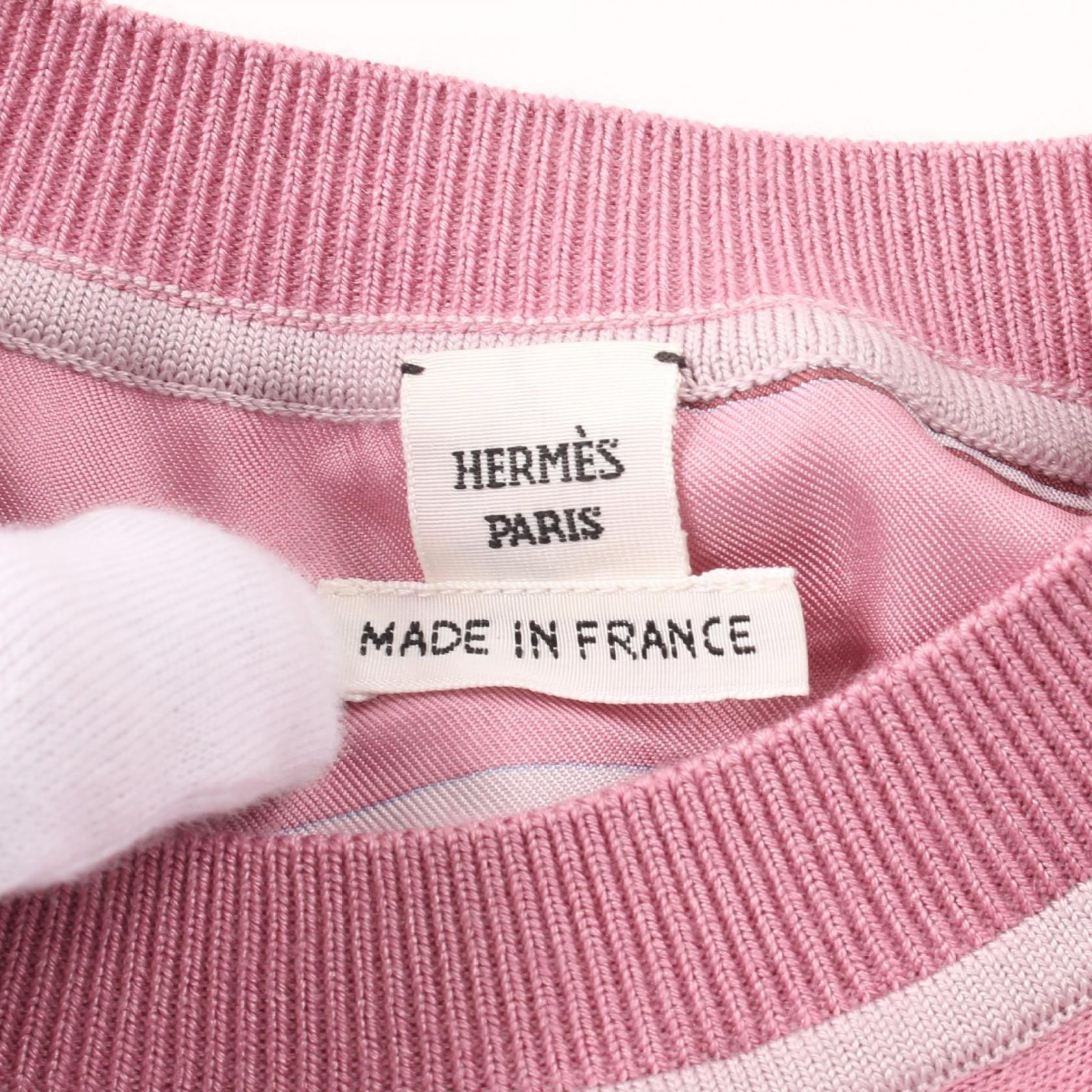 Hermes Twill Laine Ex-libris T-shirt Pink Silk Cashmere 3e 2800d 7