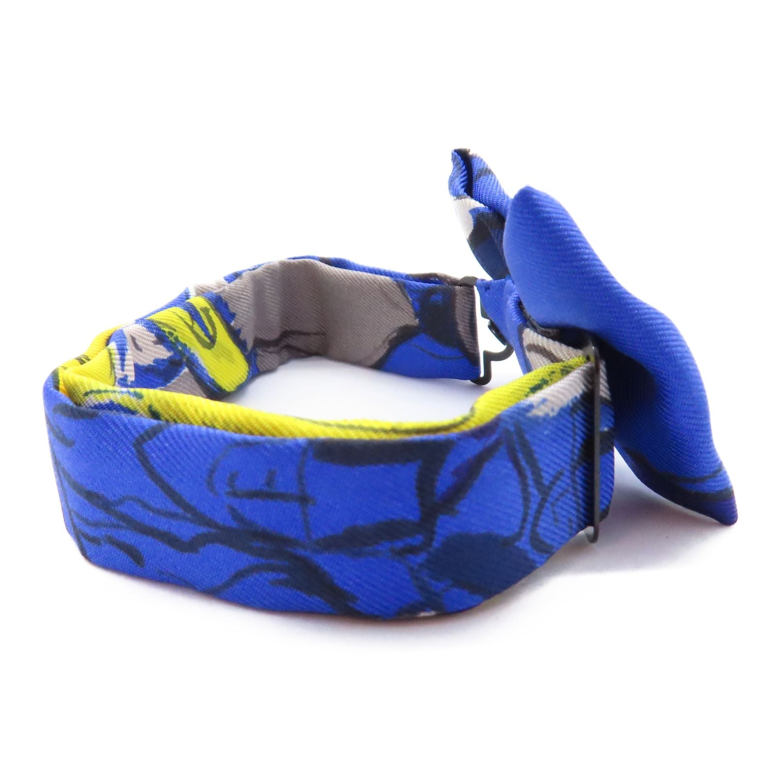 Hermes Silk Mini Ribbon Bow Blue Tie Blue Silk