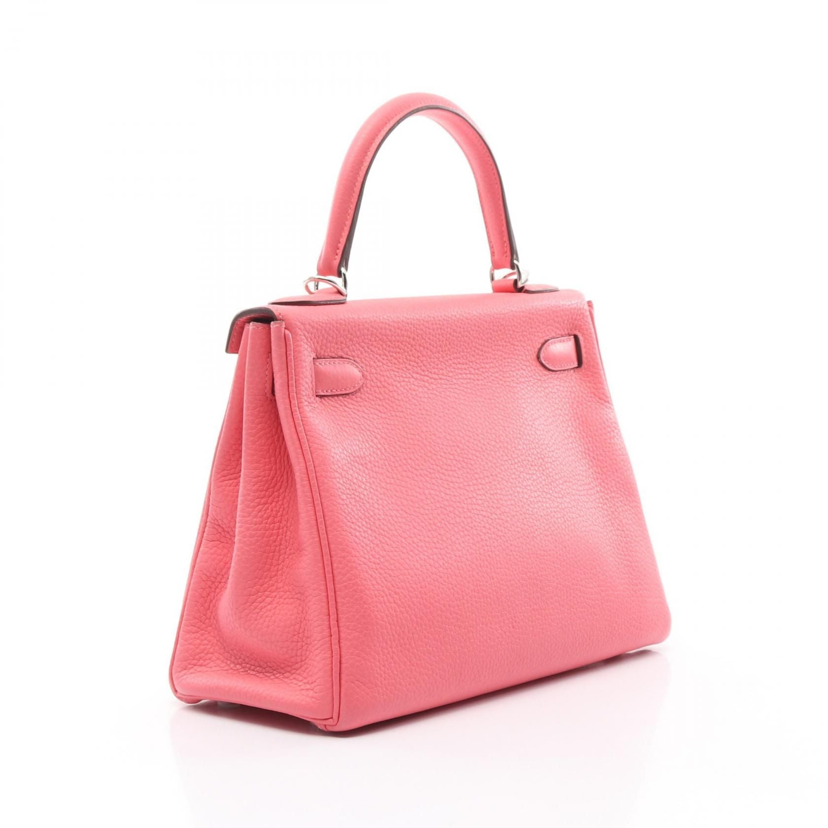 Hermes Kelly 28 Handbag Rose Dete Pink Leather Taurillon Clemence