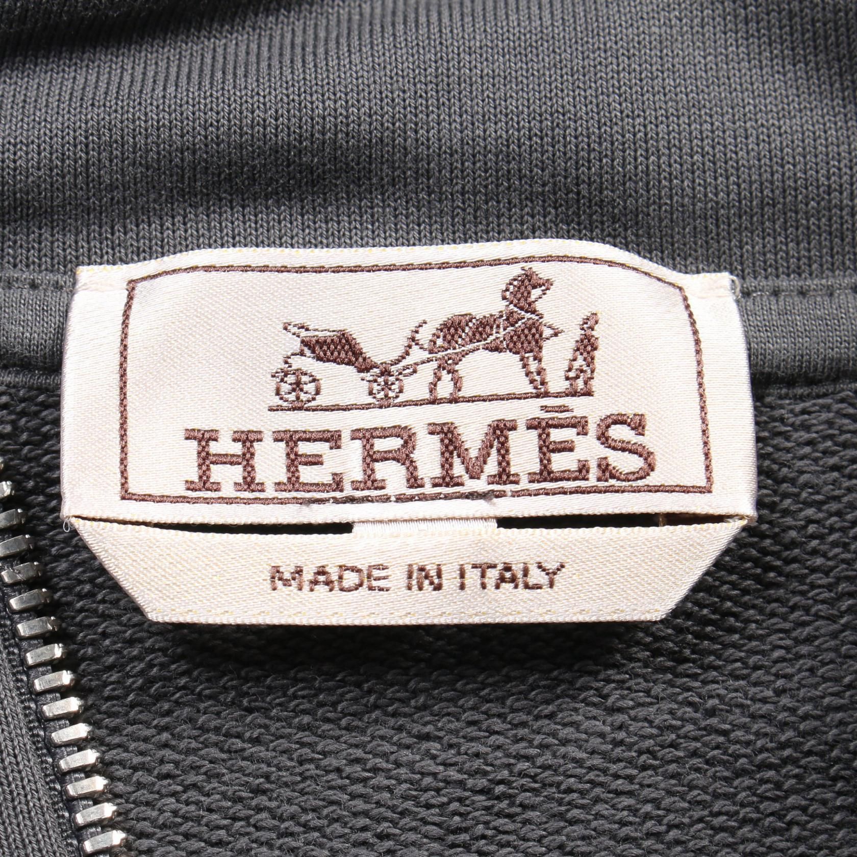 Hermes Crude Cell Hoodie Gray Cotton