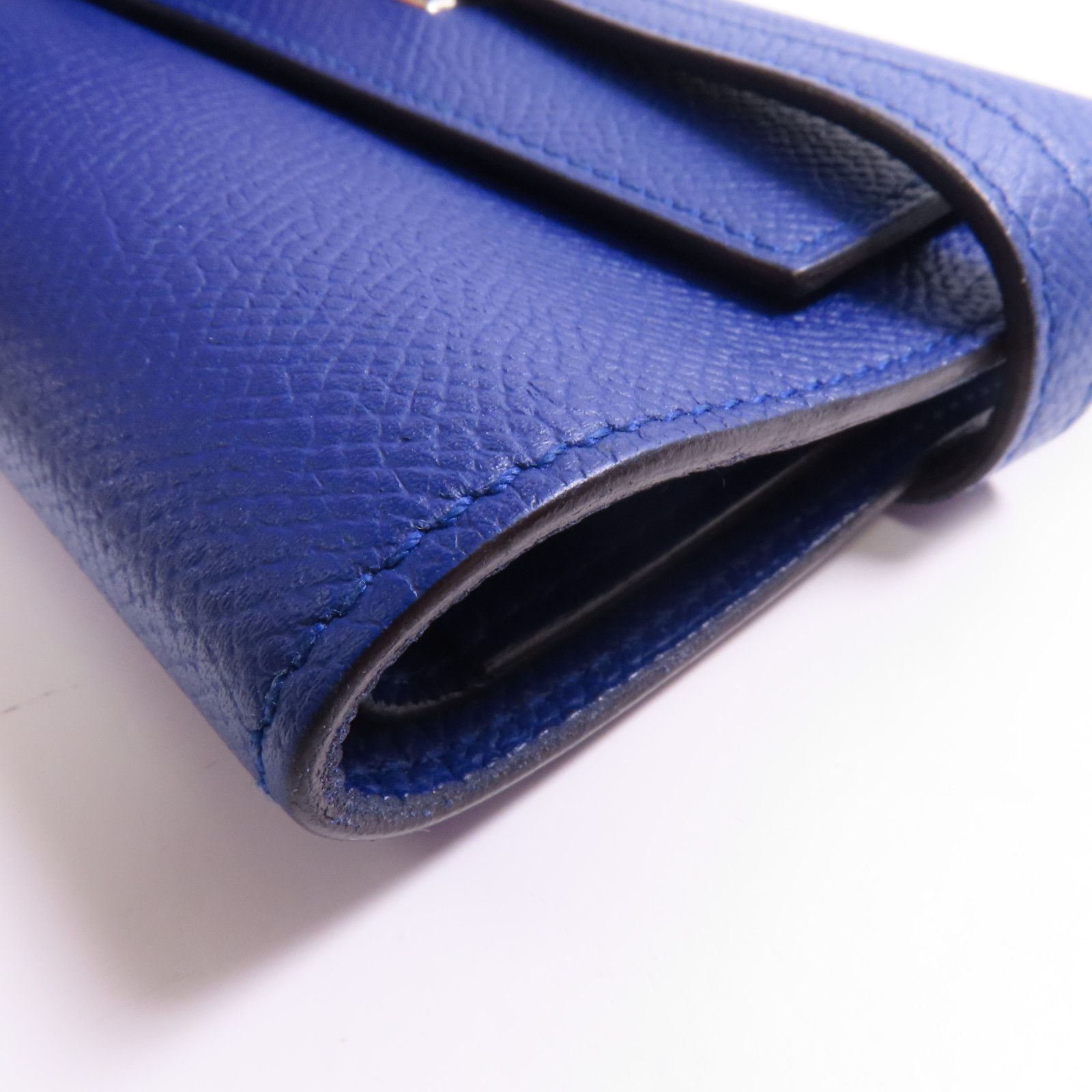 Hermes Epsom Leather Kelly Wallet Ginpaku Chosenbao Bleu Electrique Tri-Fold Long Wallet Blue Electric Blue 7t/phw Epso