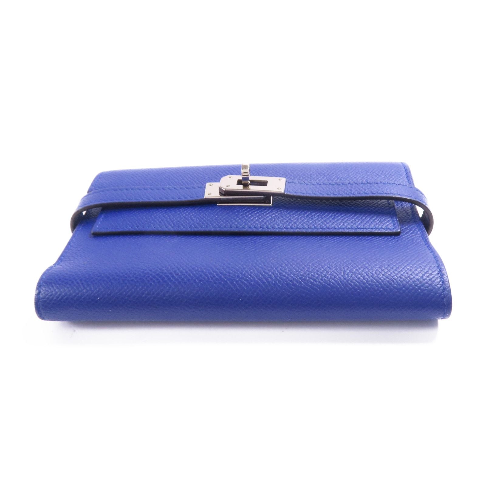 Hermes Epsom Leather Kelly Wallet Ginpaku Chosenbao Bleu Electrique Tri-Fold Long Wallet Blue Electric Blue 7t/phw Epso