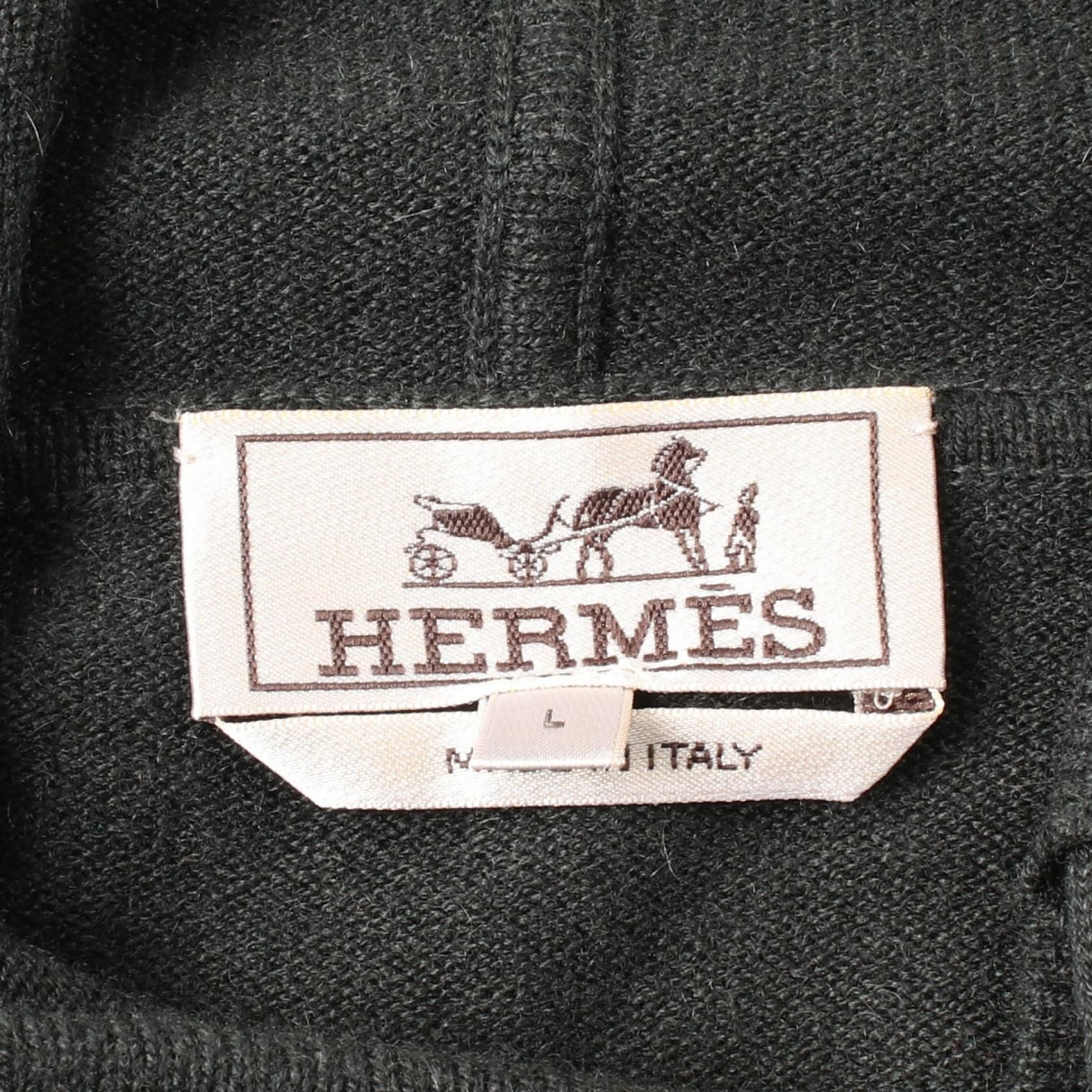 Hermes Chess And Shadow Hoodie Cashmere Green Mens L