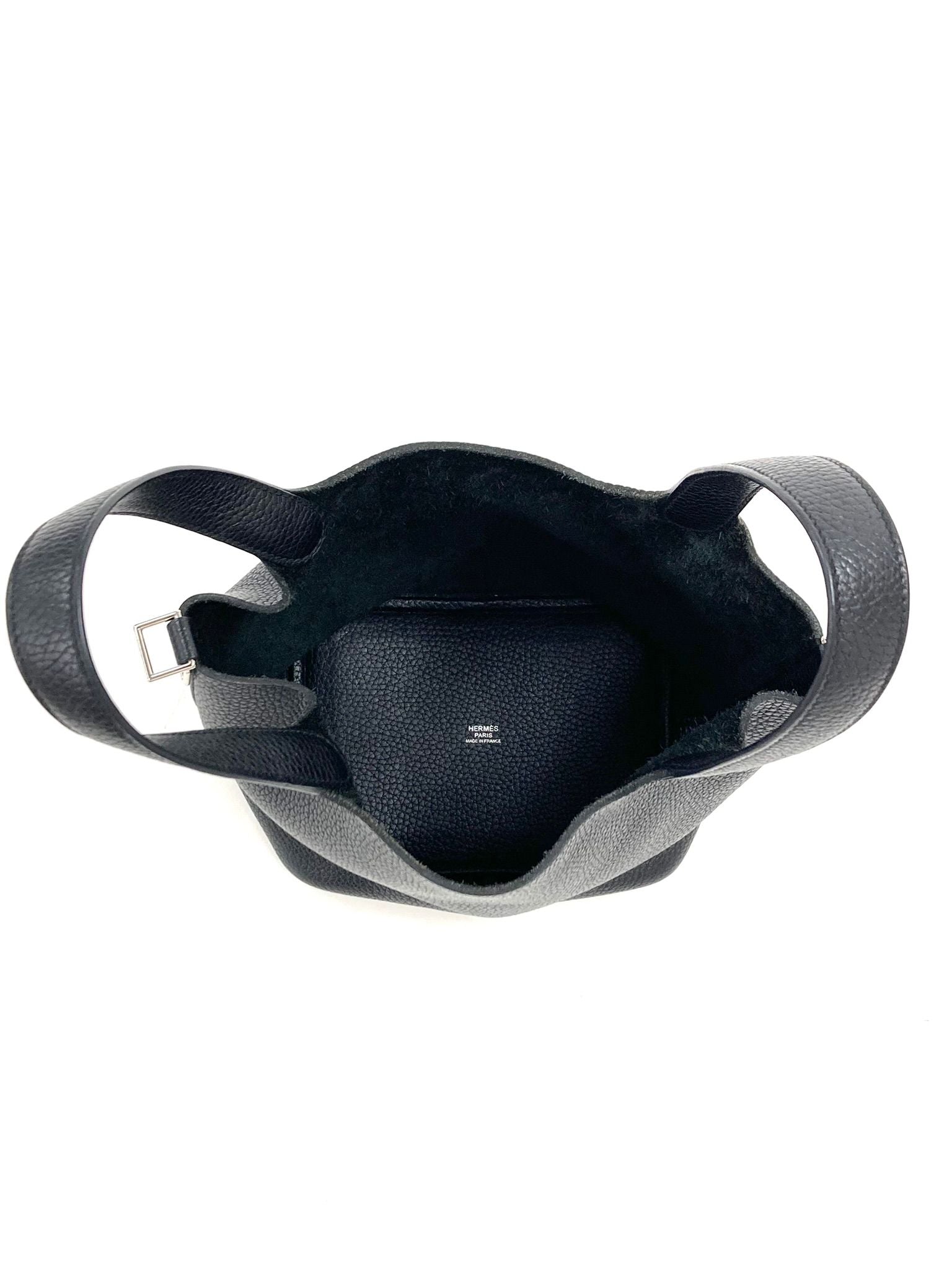 Hermes Black Picotin PM,Taurillon Clemence PHW Y Stamp
