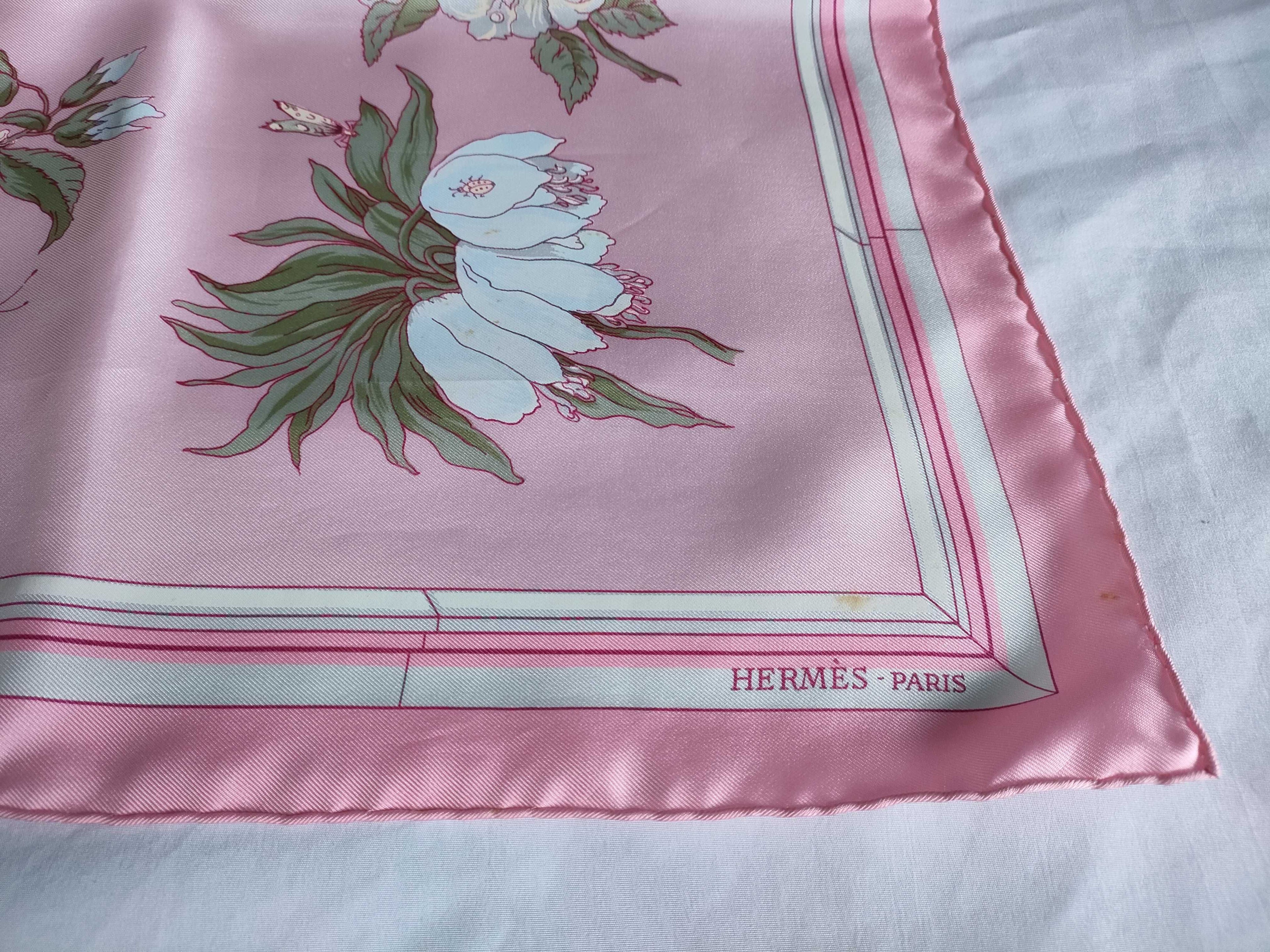 Hermes Carr 90 Quai Aux Fleurs Flowering Coastal Avenue Scarf Pink Silk