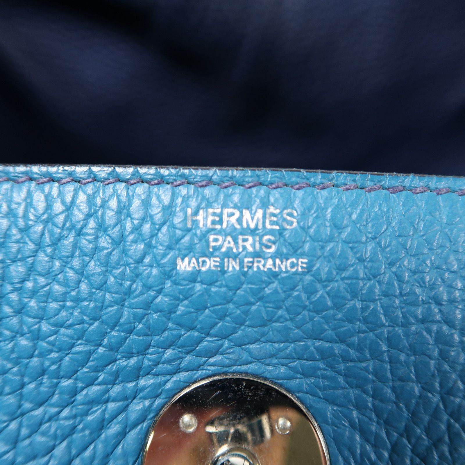 Hermes Clemence Leather Lindy 30 Silver Hand-turn Shoulder Bag
