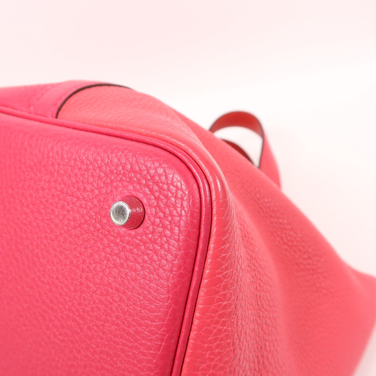 Hermes Clemence Leather Picotin Mm Ginpaku Handmade Bag Rose Extreme Pink Extreme Rose/rough D Taurillon Clemen