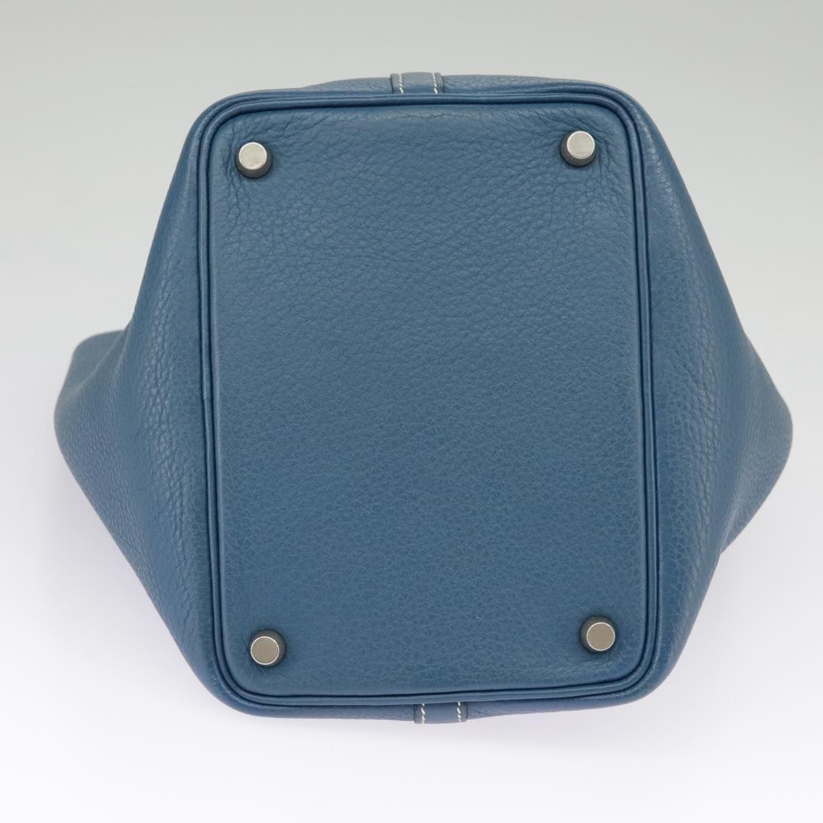 Hermes Picotan Pm Hand Bag Taurillon Clemence Blue Auth