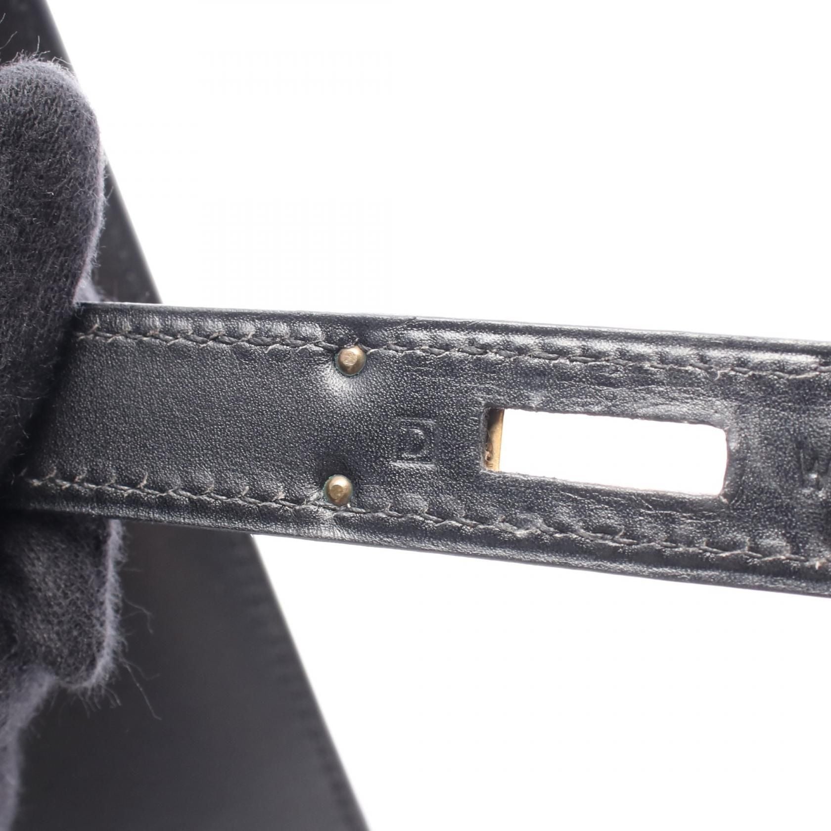 Hermes Kelly 32 Handbag Noir Black Box Calfskin Calfskin (cowhide)
