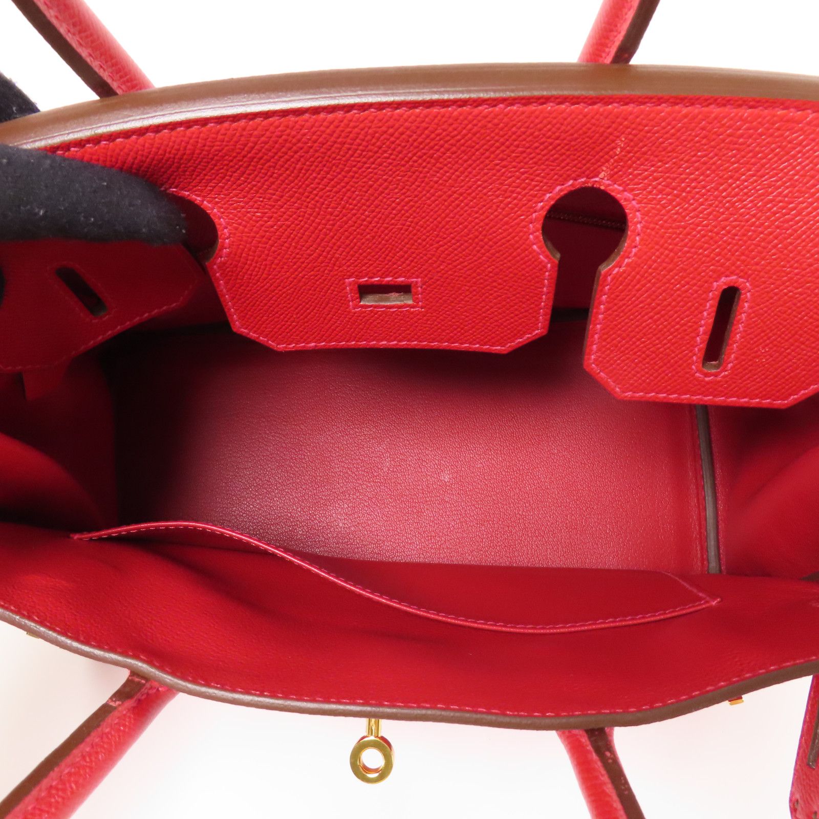 Hermes Epsom Leather Birkin 30 Gold Handmade Bag Rouge Casaque Handbag Red Rouge Casaque Epsom Calfskin (cowhide) _