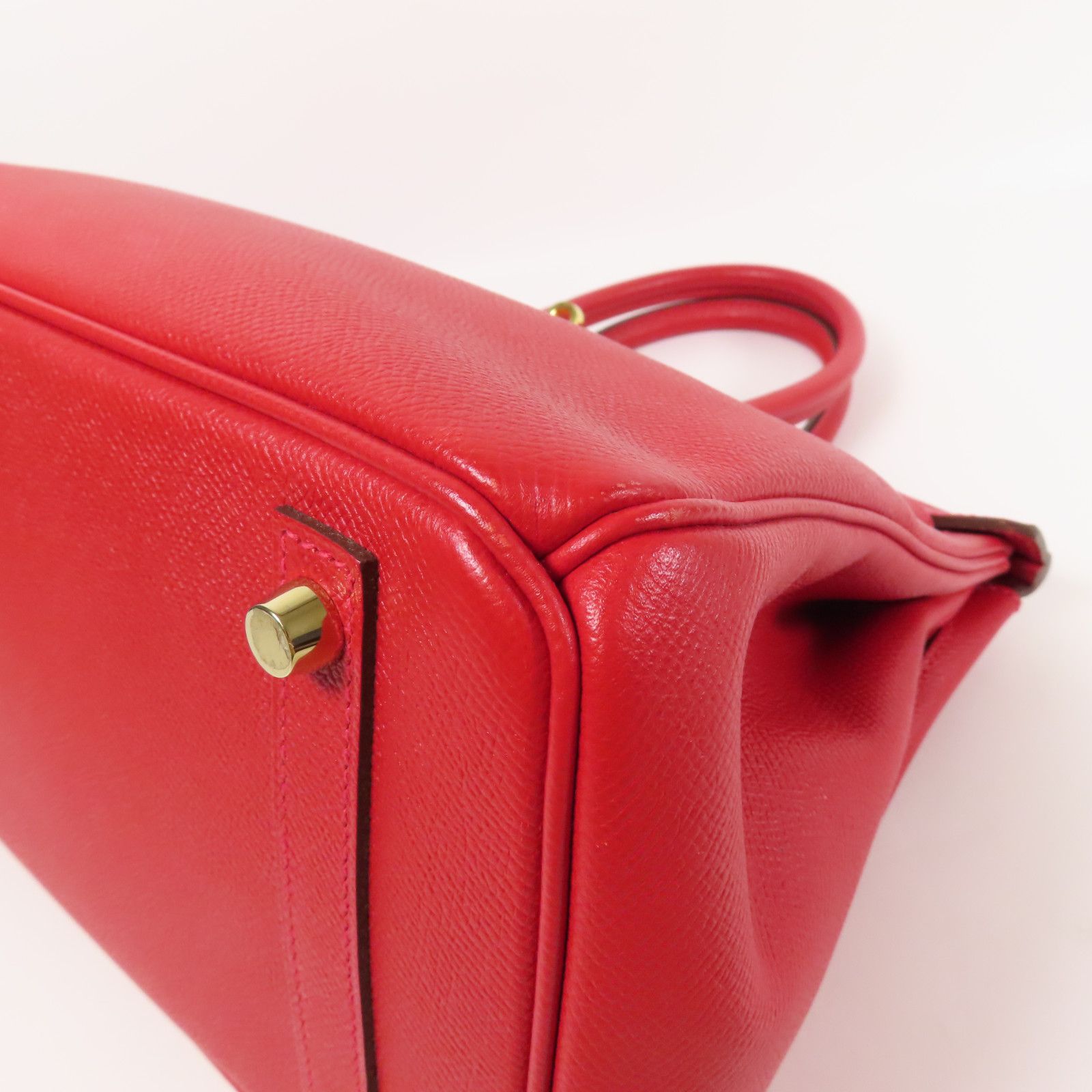 Hermes Epsom Leather Birkin 30 Gold Handmade Bag Rouge Casaque Handbag Red Rouge Casaque Epsom Calfskin (cowhide) _