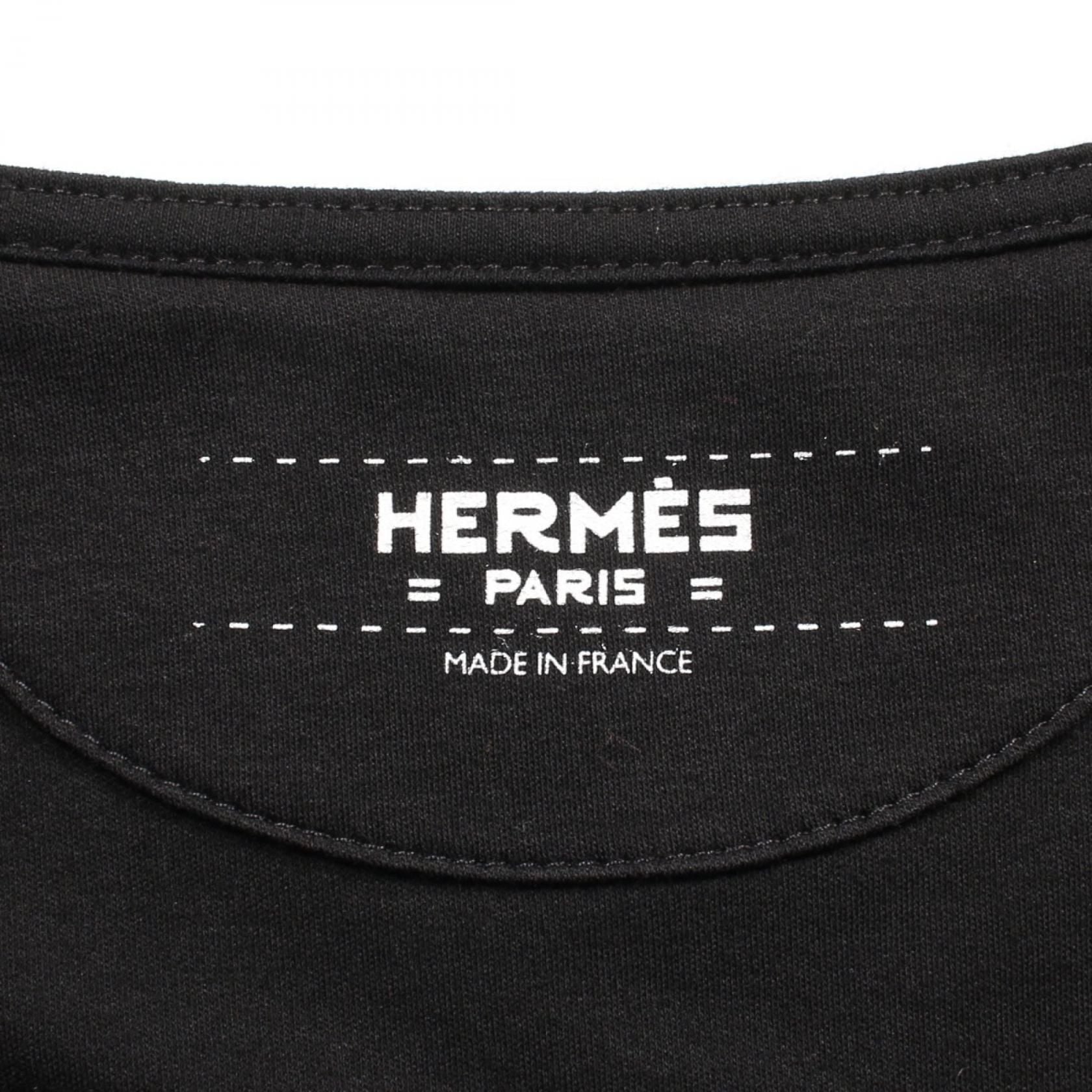 Hermes T-shirt With Embroidered Pocket Dress Black Cotton