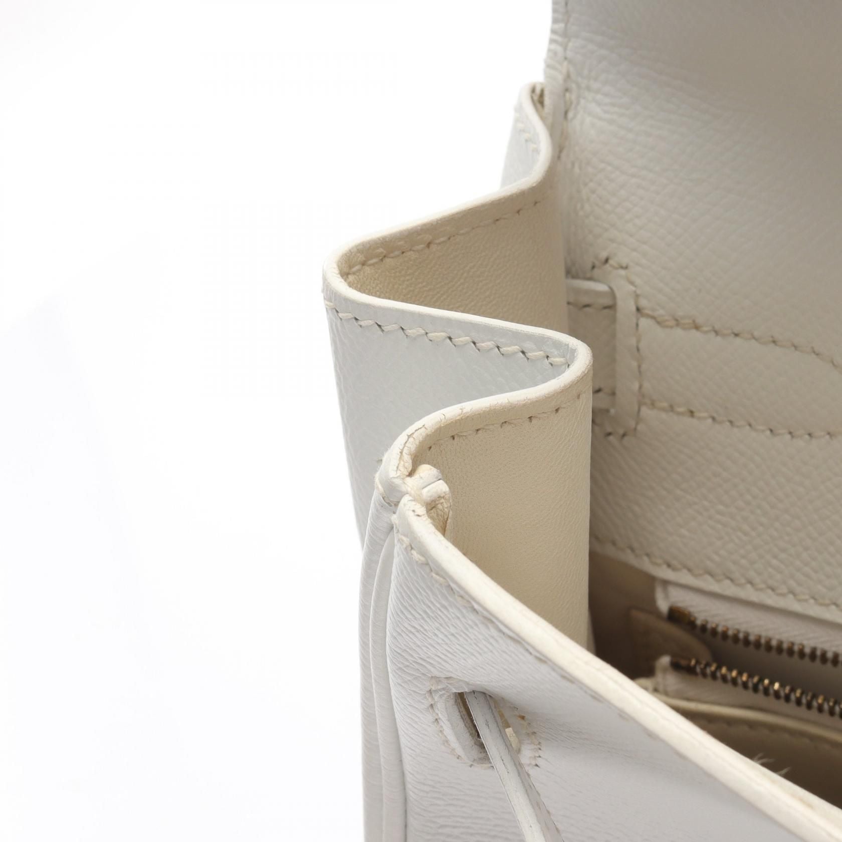 Hermes Kelly 35 Handbag White Leather Epsom