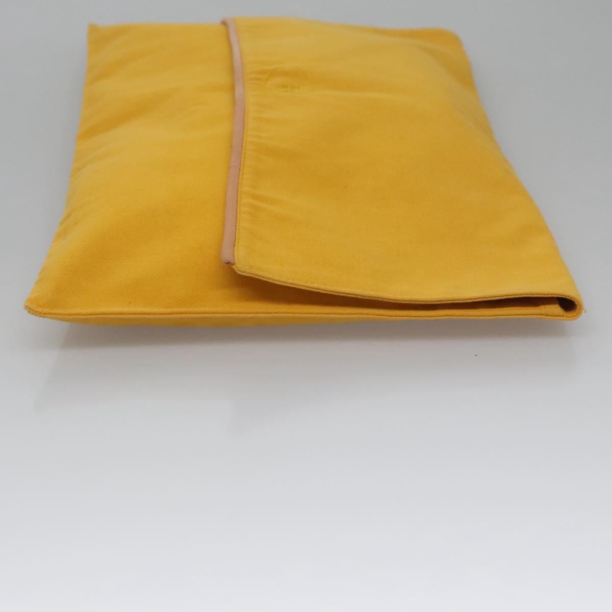 Hermes Clutch Bag Canvas Yellow Auth