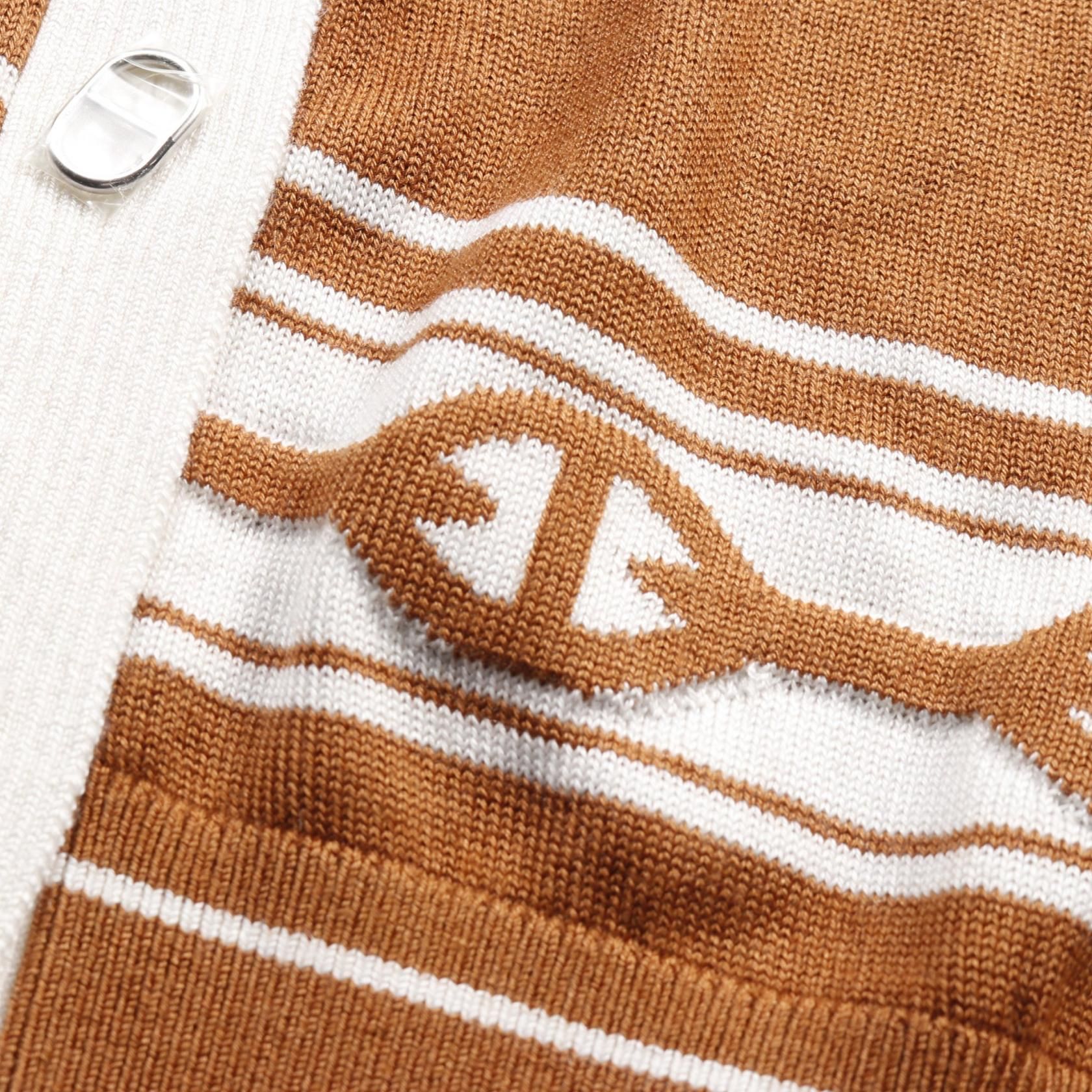 Hermes Chaine Dancre Cardigan Marron Brown Beige Silk Cashmere Silk 5e 2749df