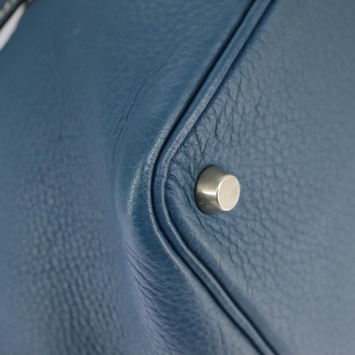 Hermes Picotan Pm Hand Bag Taurillon Clemence Blue Auth