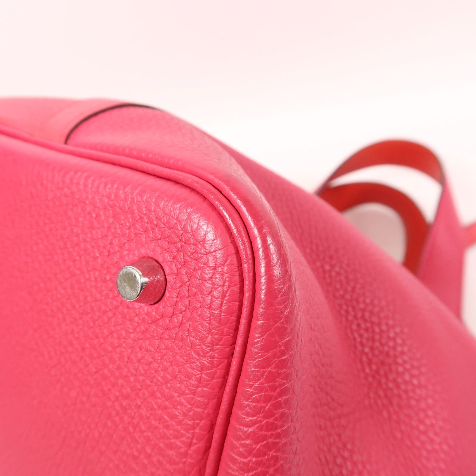 Hermes Clemence Leather Picotin Mm Ginpaku Handmade Bag Rose Extreme Pink Extreme Rose/rough D Taurillon Clemen