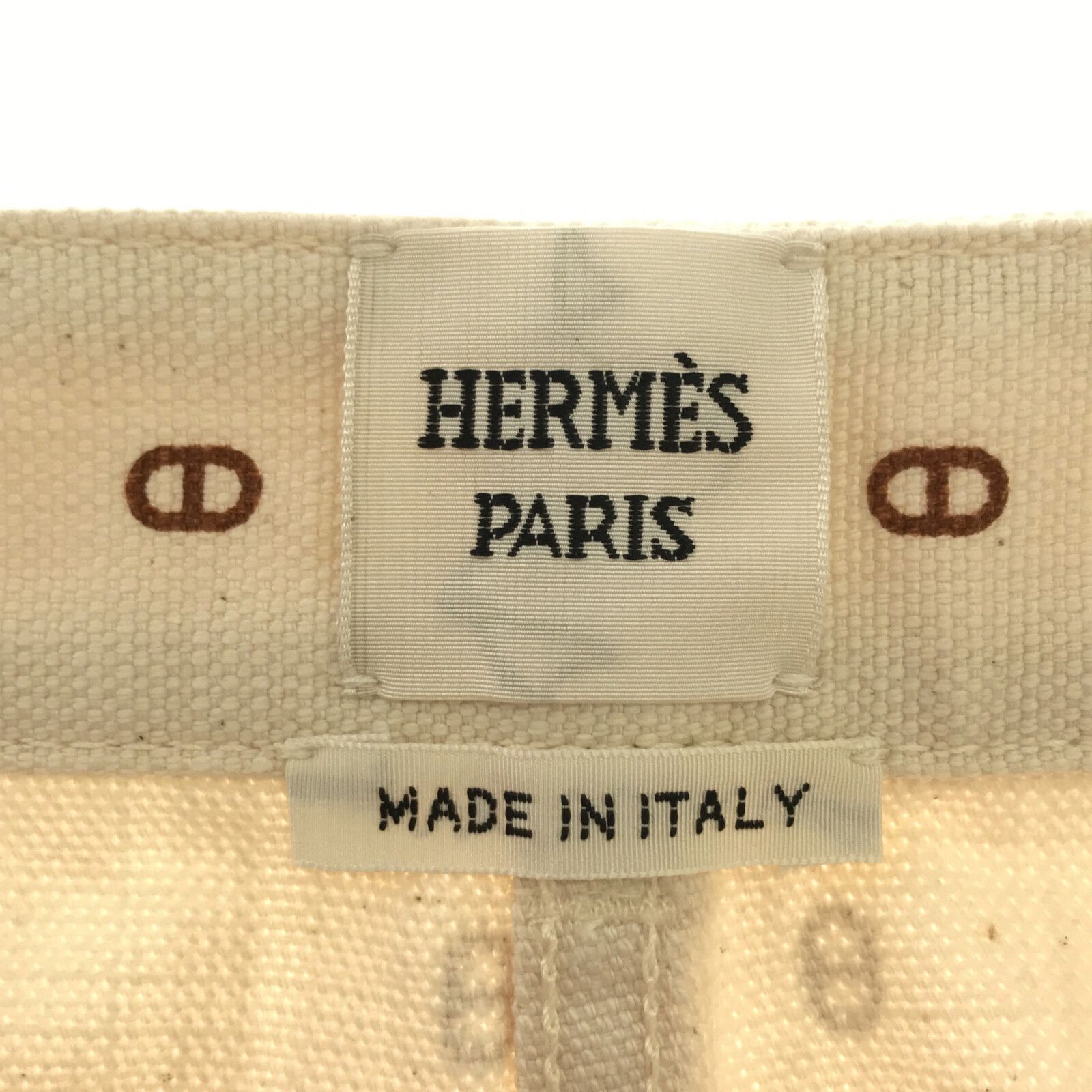 Hermes Denim Pants Roulis Patterned Cotton White