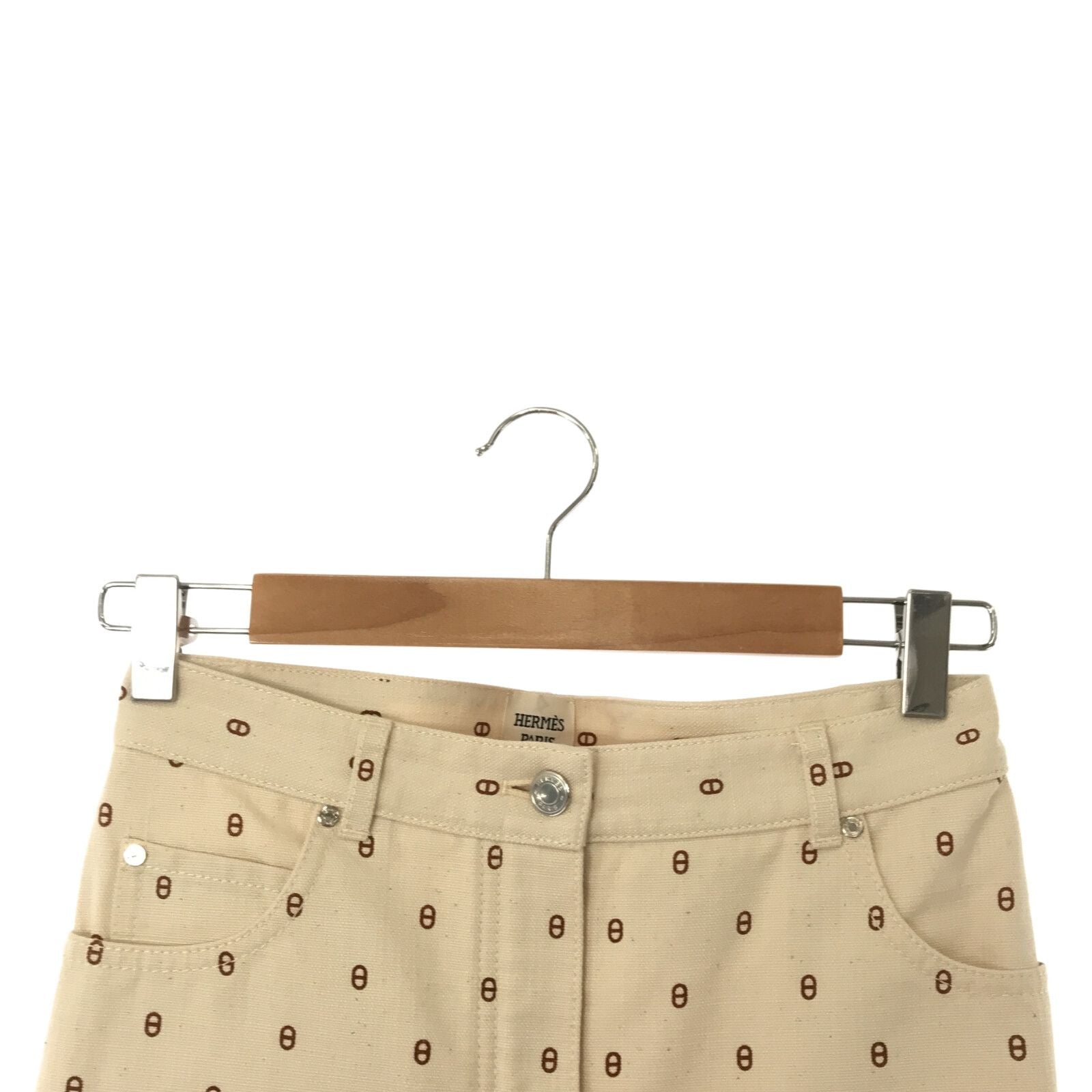Hermes Denim Pants Roulis Patterned Cotton White