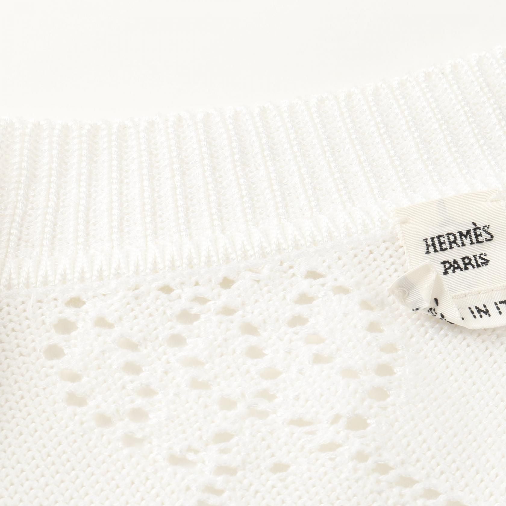 Hermes H Lift Serie Button Cardigan White Rayon Cotton 2e 2710da