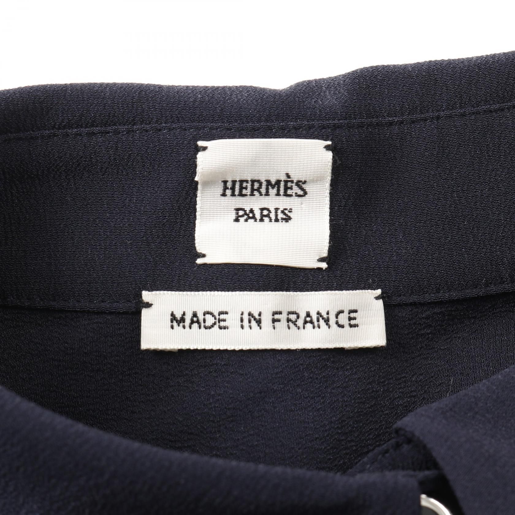 Hermes Chne Dunkel Other Tops Navy Silk 3e 0609dv