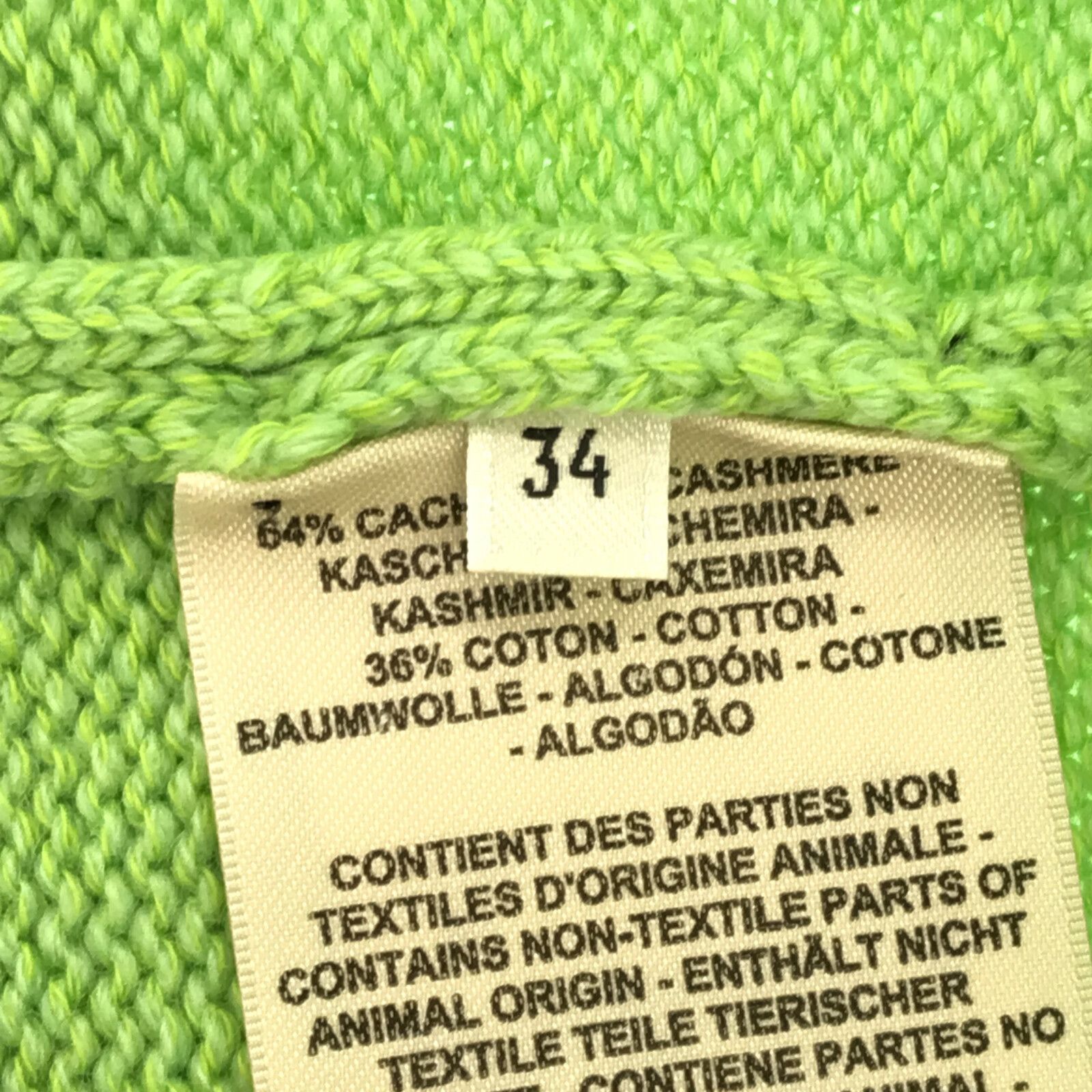 Hermes Cardigan Knitwear Jacket Cashmere Cotton Green 34