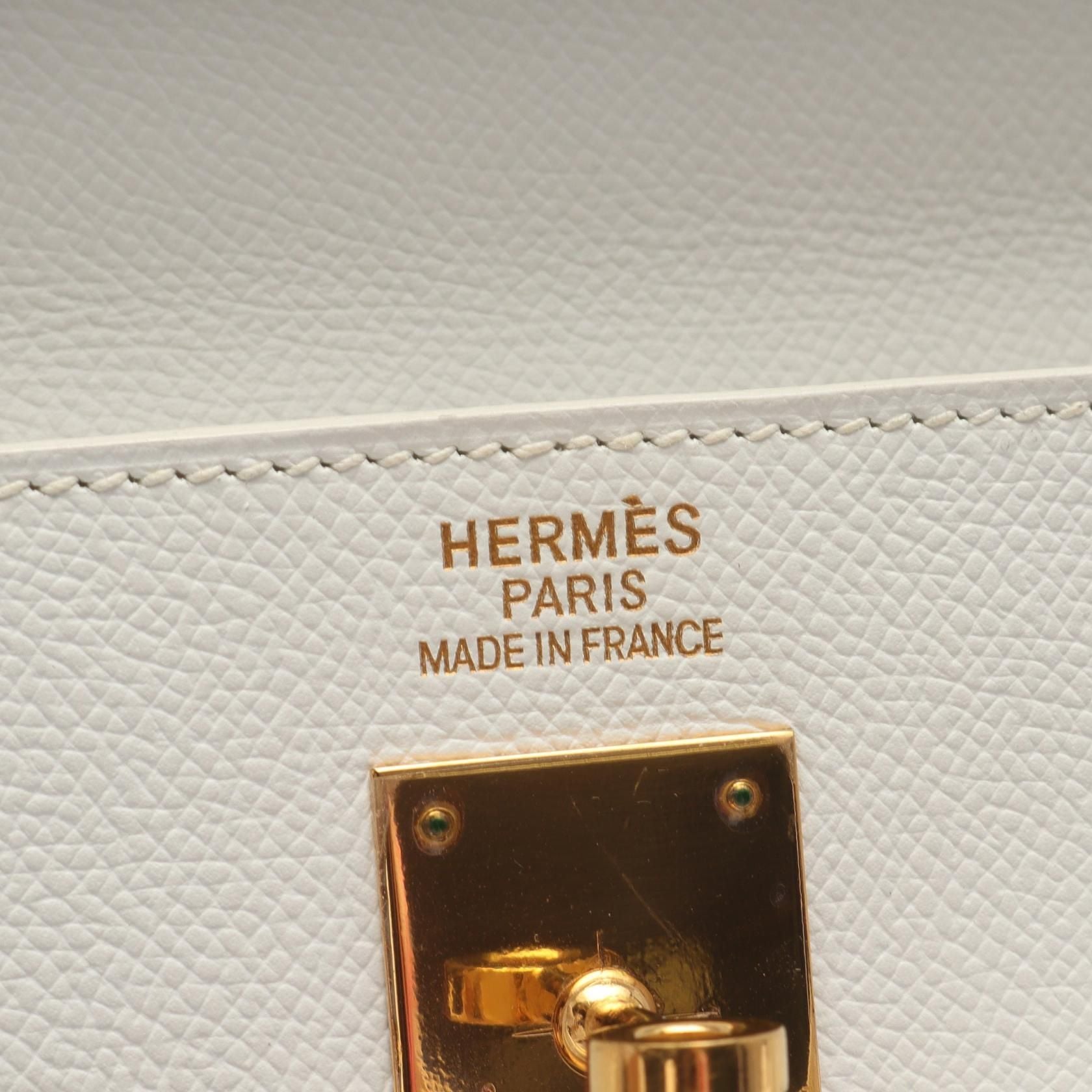 Hermes Kelly 35 Handbag White Leather Epsom