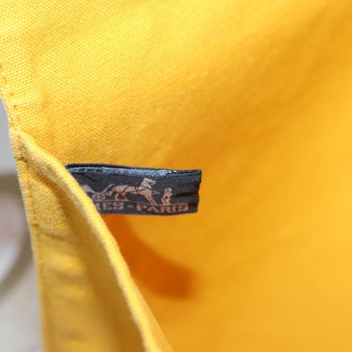 Hermes Clutch Bag Canvas Yellow Auth