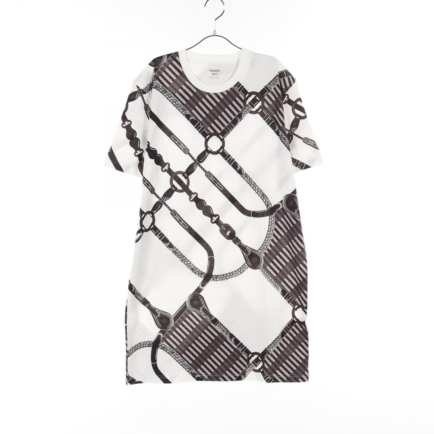 Hermes Coaching Remix Dress White Black Cotton 5e 4518de