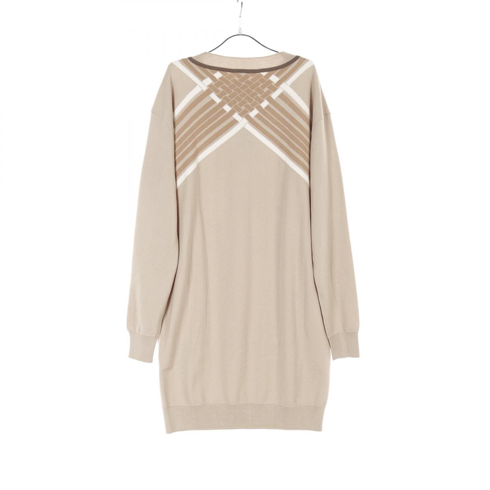 Hermes Mors A Jouets Embroidery Dress 336 4h 2534dd Wool Beige