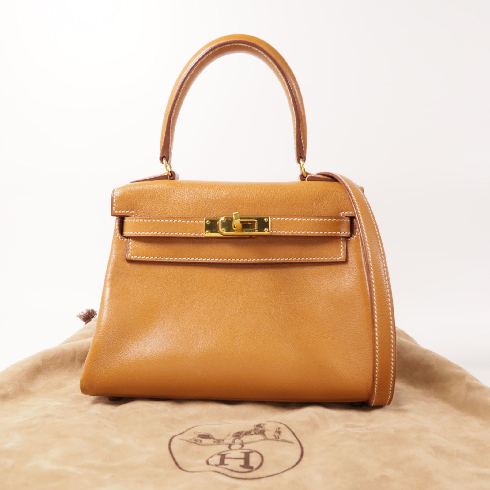 Hermes Gulliver Leather Kelly Mini Gold Hand-turned Shoulder Bag 2way Shoulder Bag Gold Brown Gold Gulliver Leather Calf