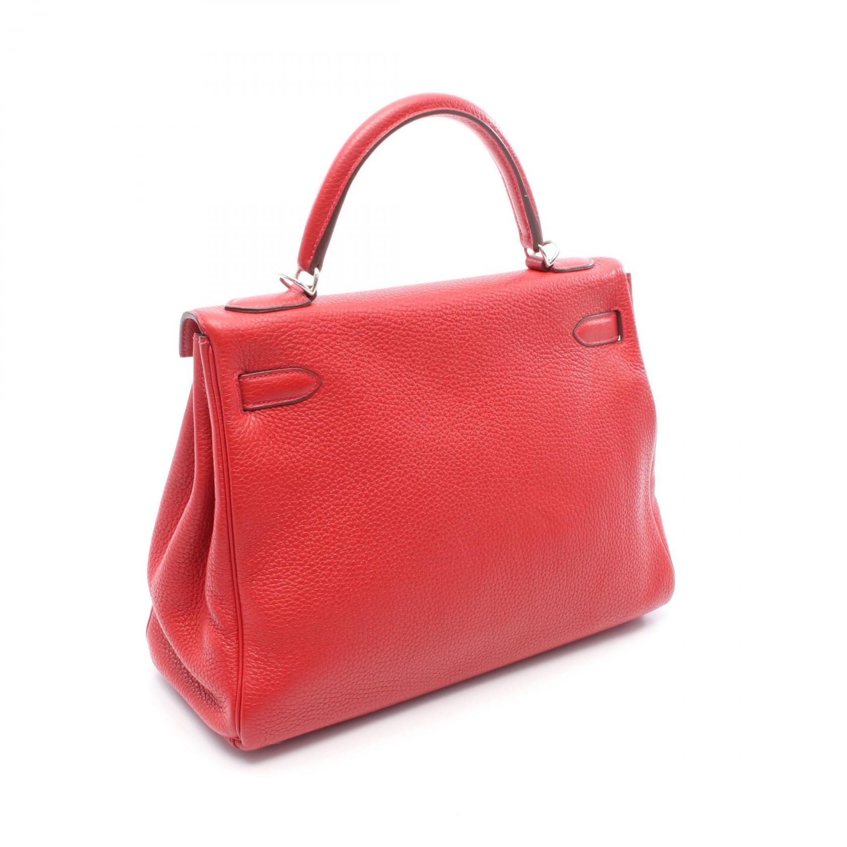 Hermes Kelly 32 Handbag Vermillon Red Leather Taurillon Clemence
