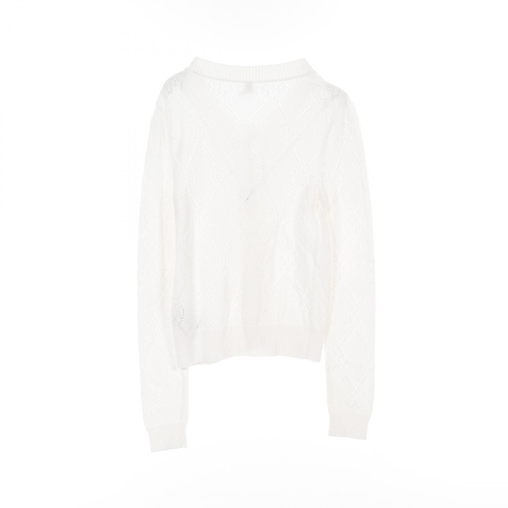 Hermes H Lift Serie Button Cardigan White Rayon Cotton 2e 2710da