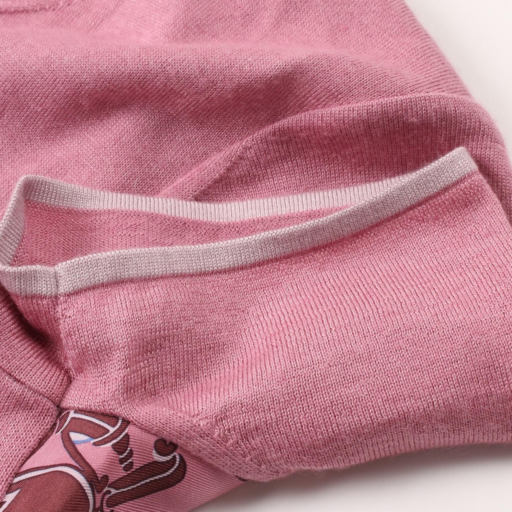 Hermes Twill Laine Ex-libris T-shirt Pink Silk Cashmere 3e 2800d 7