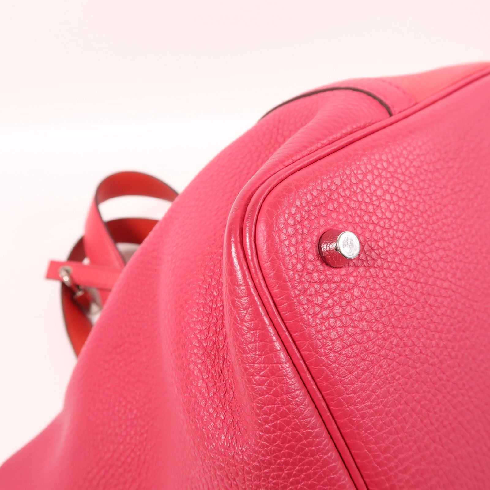 Hermes Clemence Leather Picotin Mm Ginpaku Handmade Bag Rose Extreme Pink Extreme Rose/rough D Taurillon Clemen