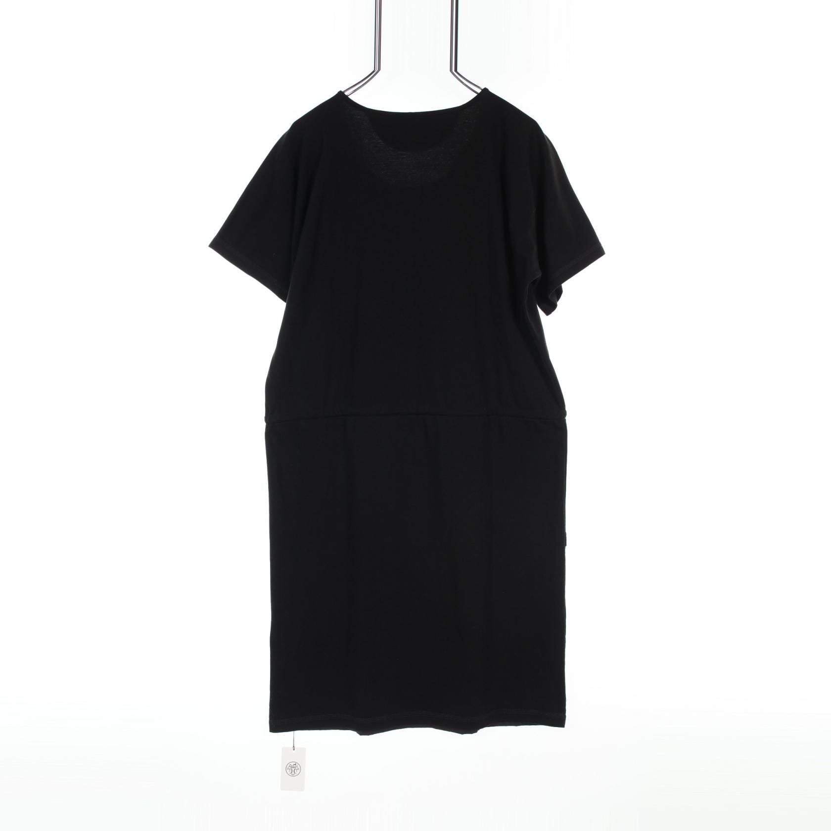 Hermes T-shirt With Embroidered Pocket Dress Black Cotton