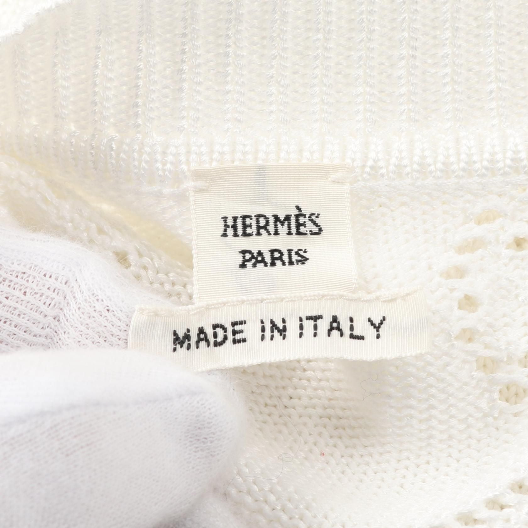 Hermes H Lift Serie Button Cardigan White Rayon Cotton 2e 2710da