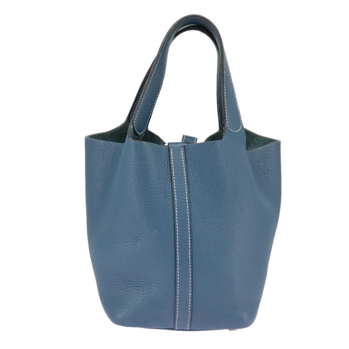 Hermes Picotan Pm Hand Bag Taurillon Clemence Blue Auth