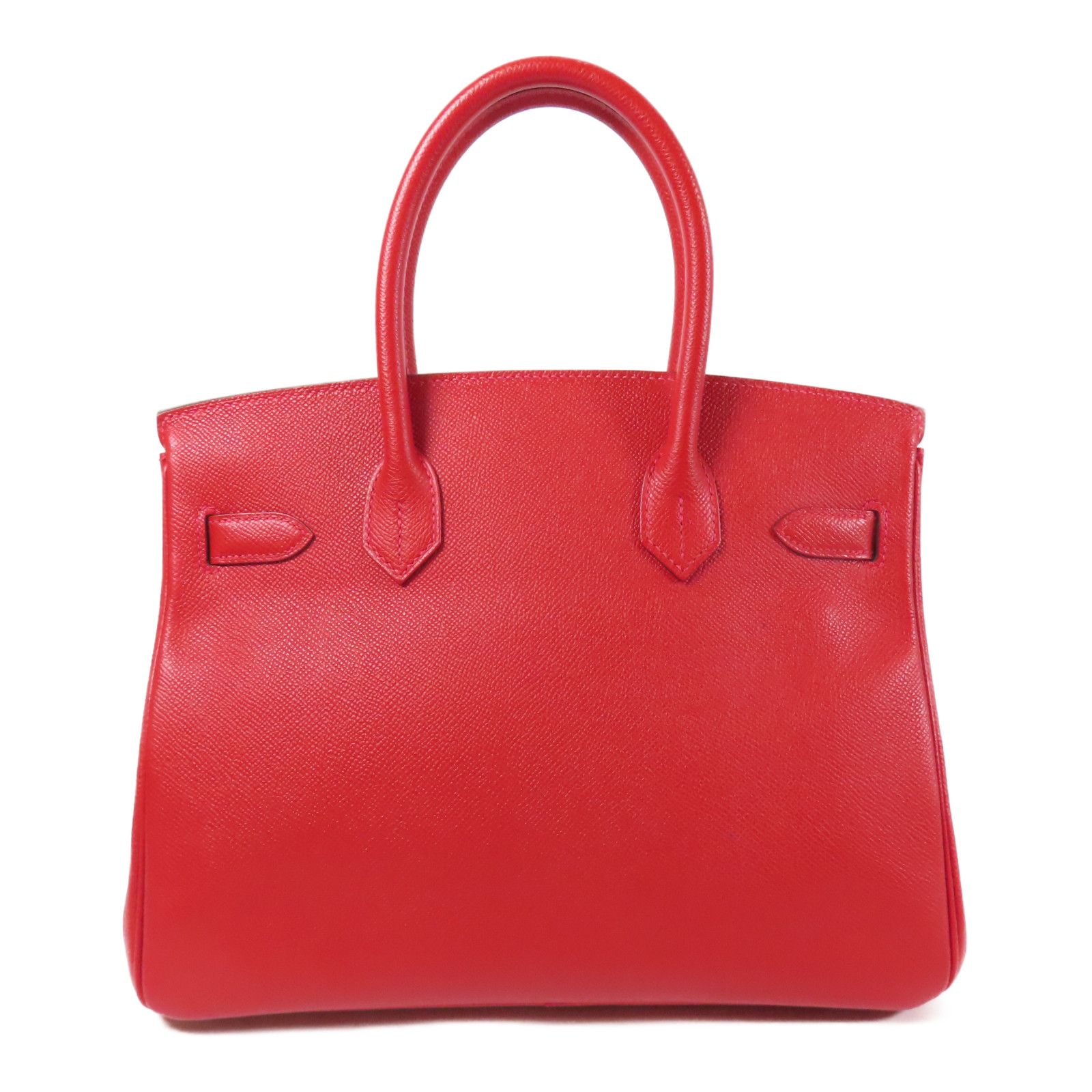 Hermes Epsom Leather Birkin 30 Gold Handmade Bag Rouge Casaque Handbag Red Rouge Casaque Epsom Calfskin (cowhide) _
