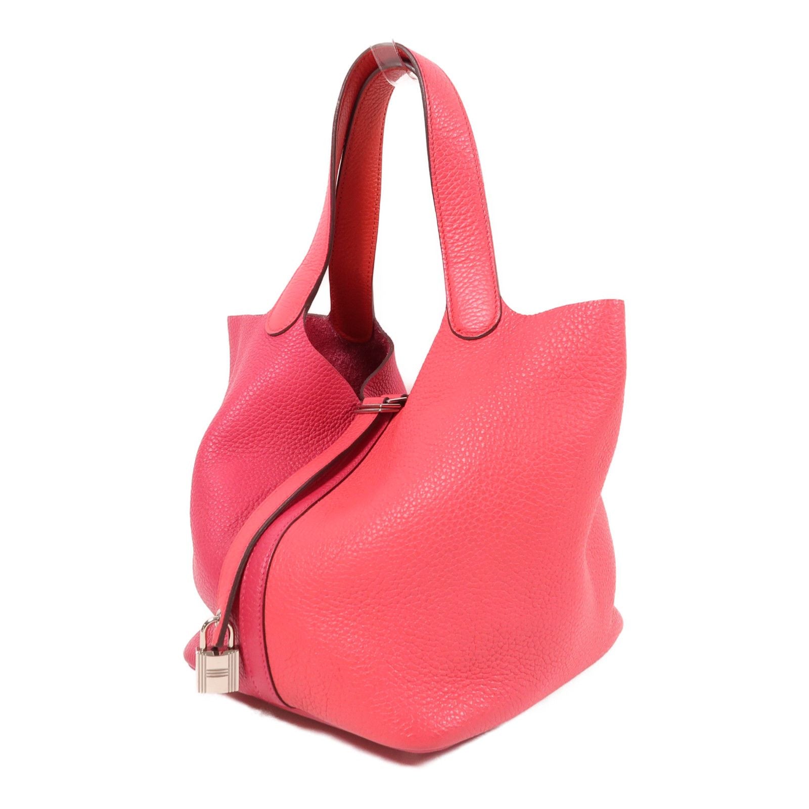 Hermes Clemence Leather Picotin Mm Ginpaku Handmade Bag Rose Extreme Pink Extreme Rose/rough D Taurillon Clemen