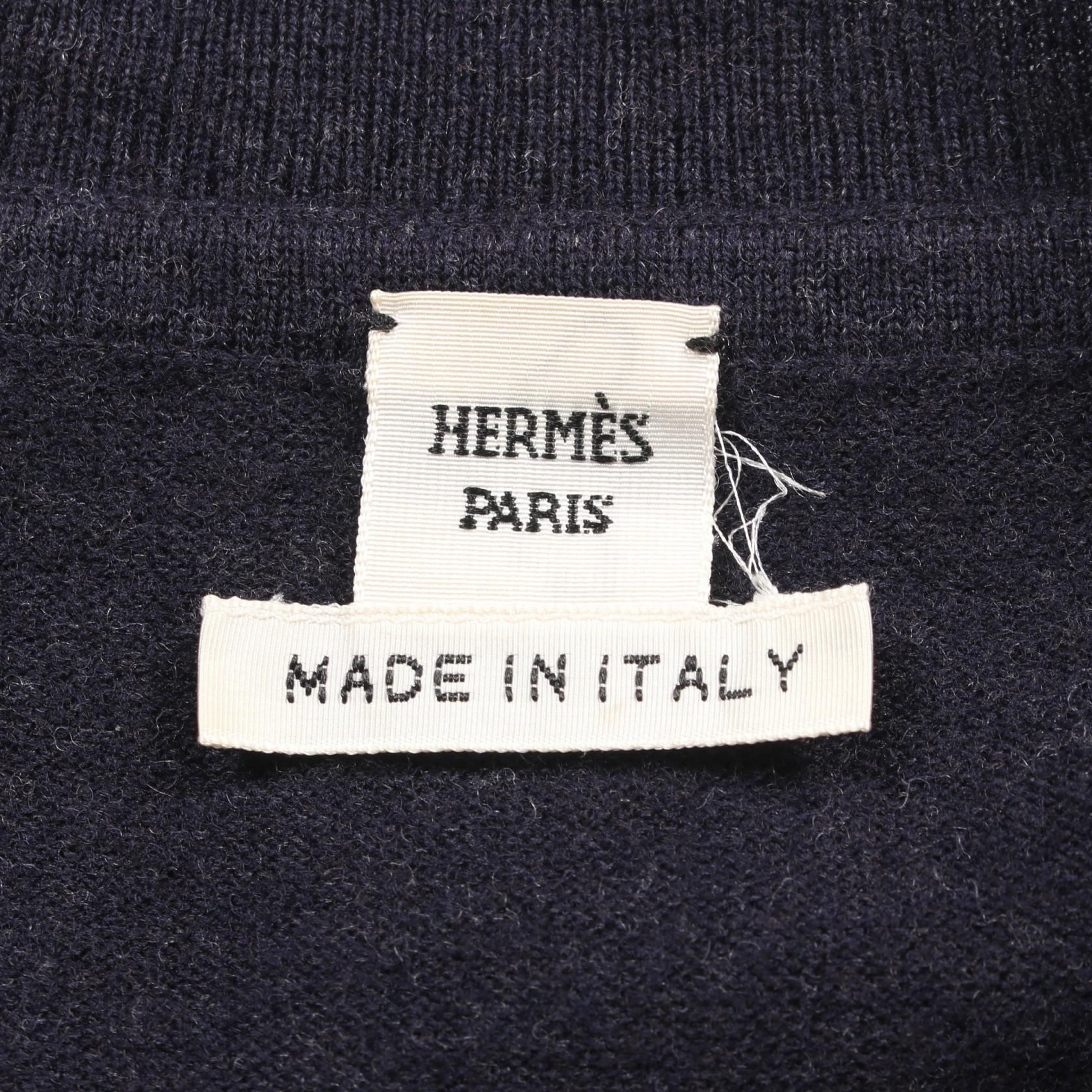 Hermes Les Cles Bandana Cardigan Jacket 67-7762 Silk Wool Navy