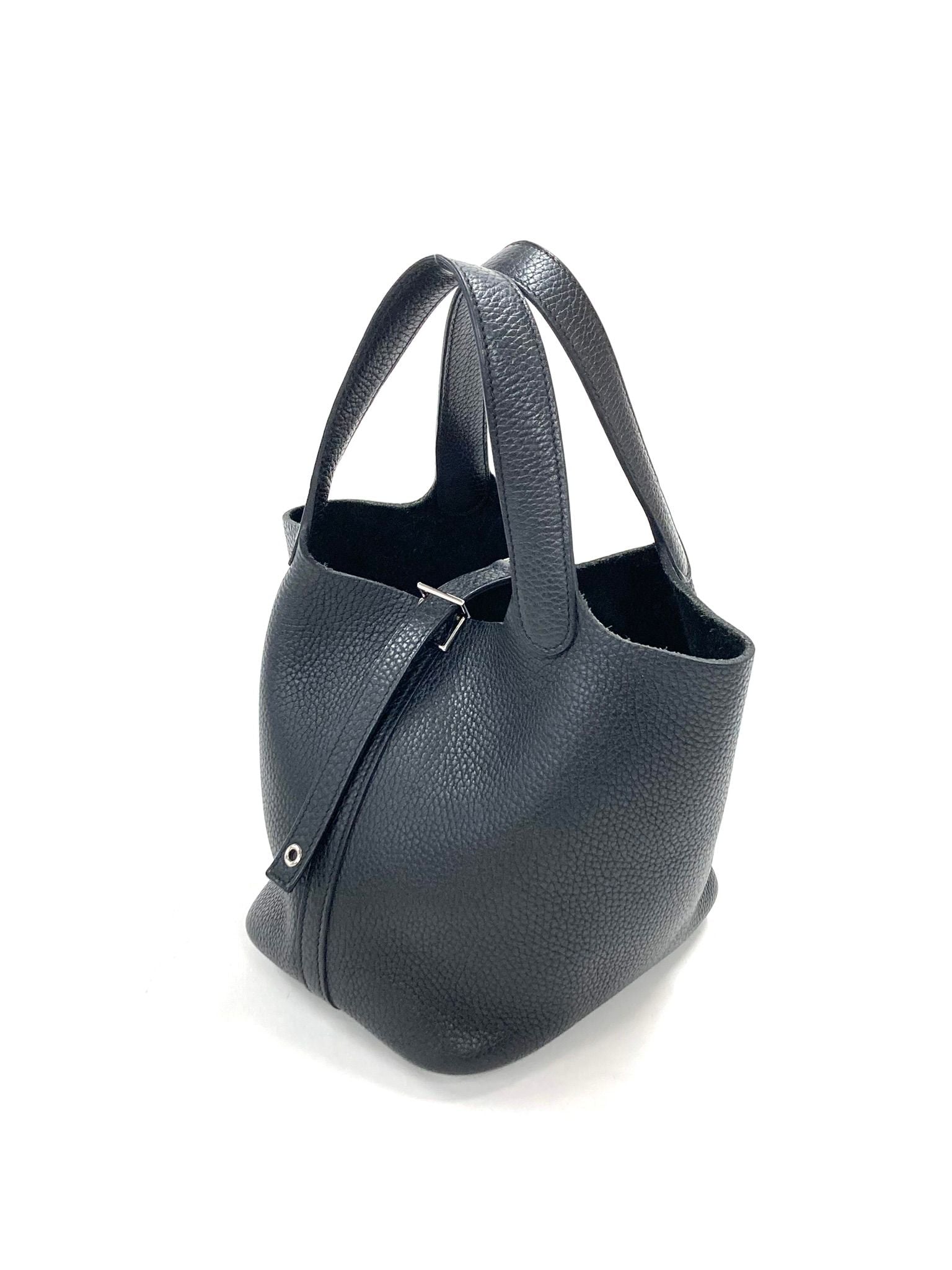Hermes Black Picotin PM,Taurillon Clemence PHW Y Stamp