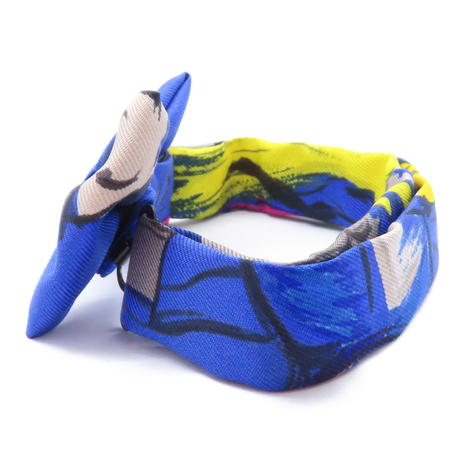 Hermes Silk Mini Ribbon Bow Blue Tie Blue Silk