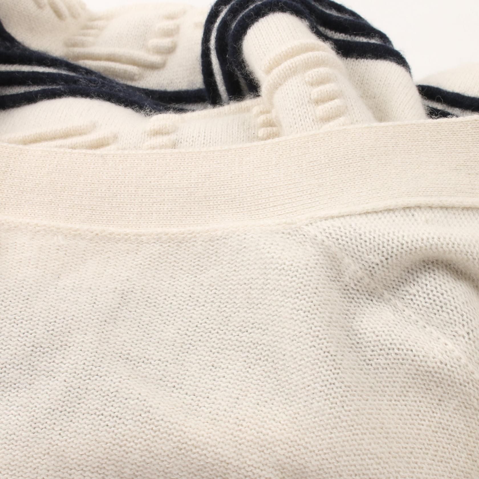 Hermes Chaine Dancre Series Button Cardigan Beige Black Cashmere Cotton 3e 2102d 2