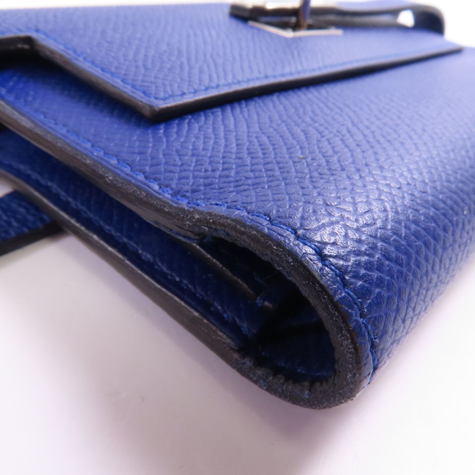 Hermes Epsom Leather Kelly Wallet Ginpaku Chosenbao Bleu Electrique Tri-Fold Long Wallet Blue Electric Blue 7t/phw Epso