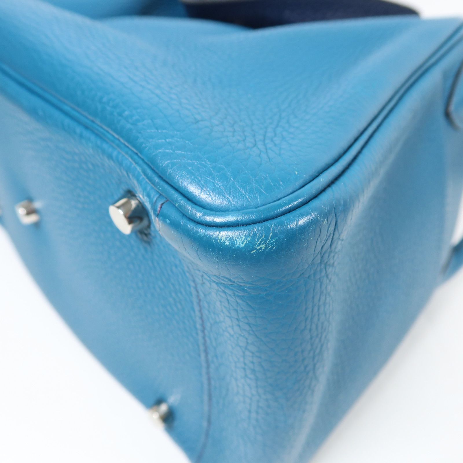 Hermes Clemence Leather Lindy 30 Silver Hand-turn Shoulder Bag