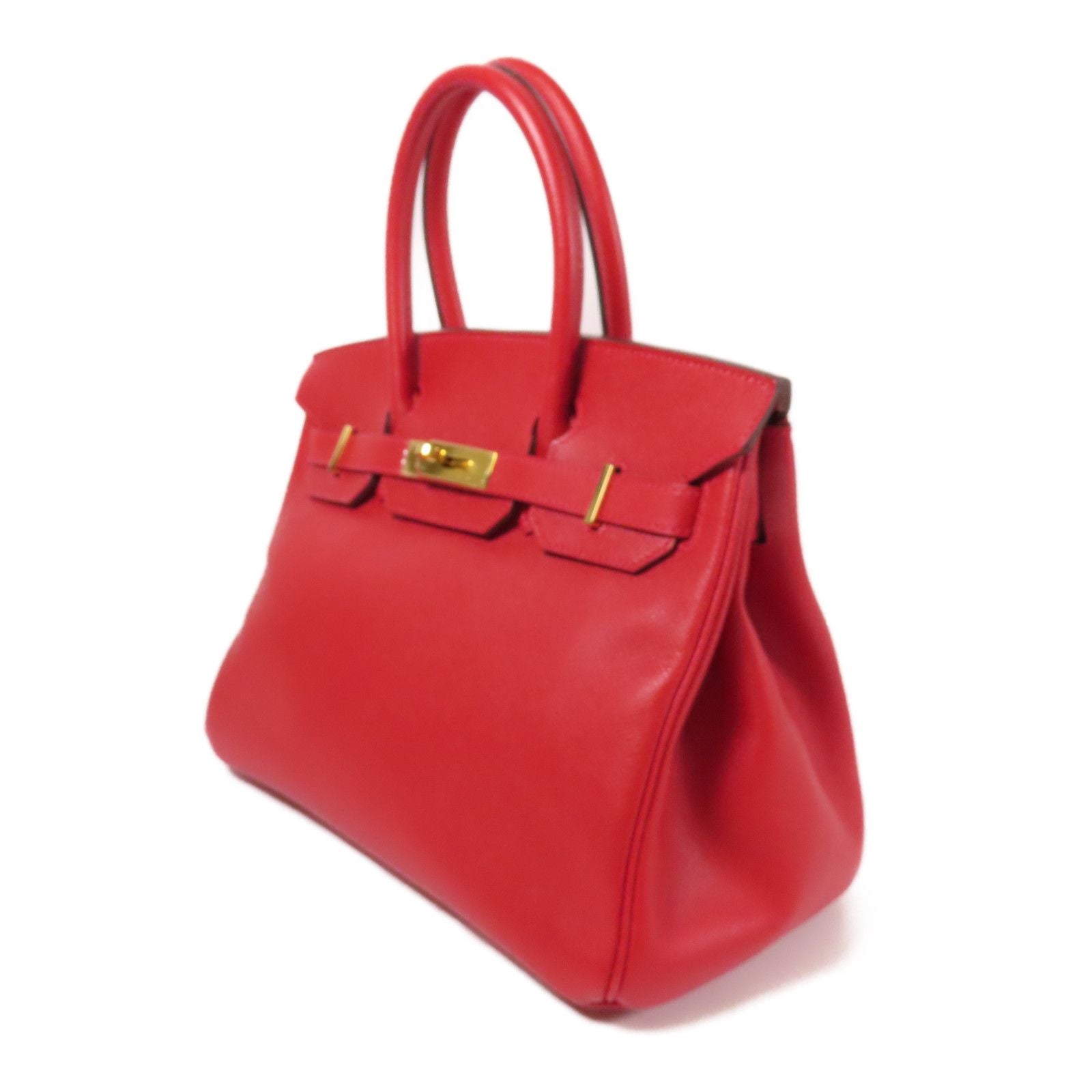 Hermes Epsom Leather Birkin 30 Gold Handmade Bag Rouge Casaque Handbag Red Rouge Casaque Epsom Calfskin (cowhide) _