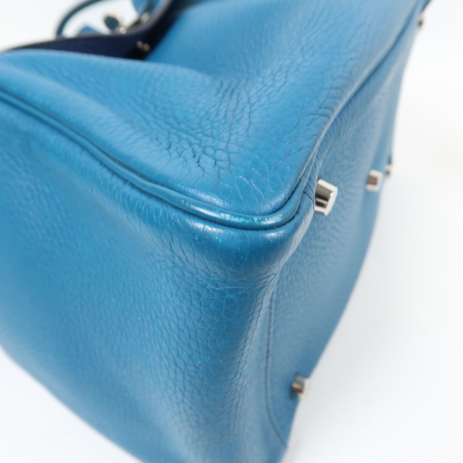Hermes Clemence Leather Lindy 30 Silver Hand-turn Shoulder Bag