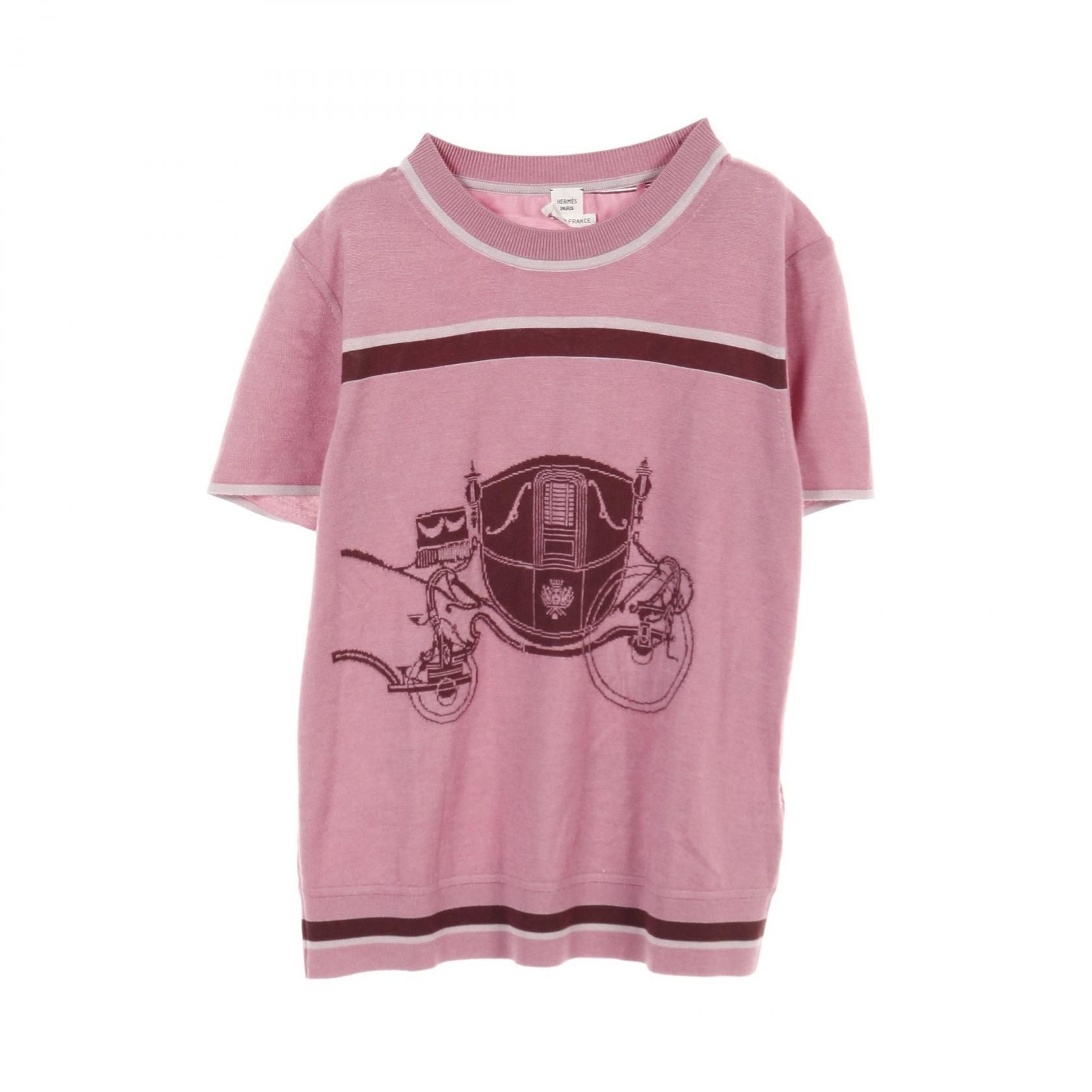 Hermes Twill Laine Ex-libris T-shirt Pink Silk Cashmere 3e 2800d 7